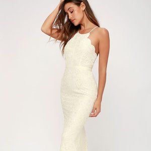 Zenith Lulus Cream Maxi lace dress small